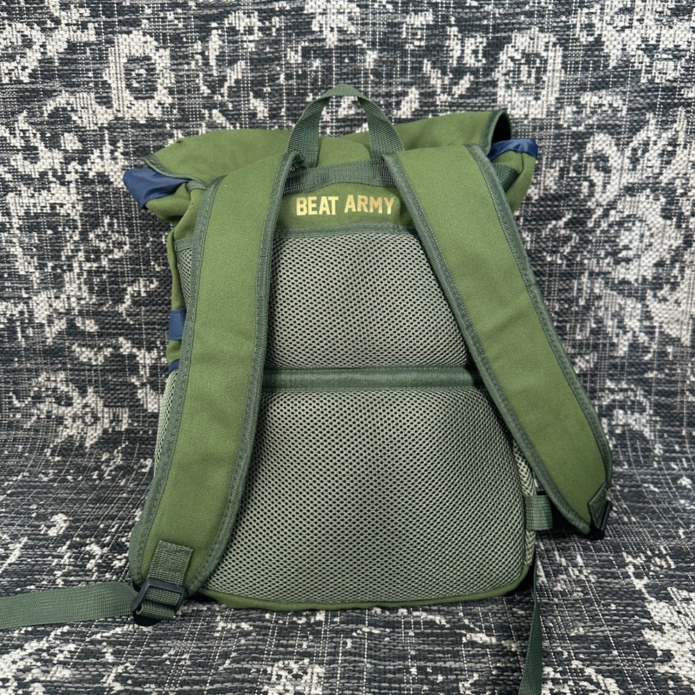 US Navy Blue & Gold Backpack OD Green Military Rucksack Beat Army Style Retro - Picture 3 of 8